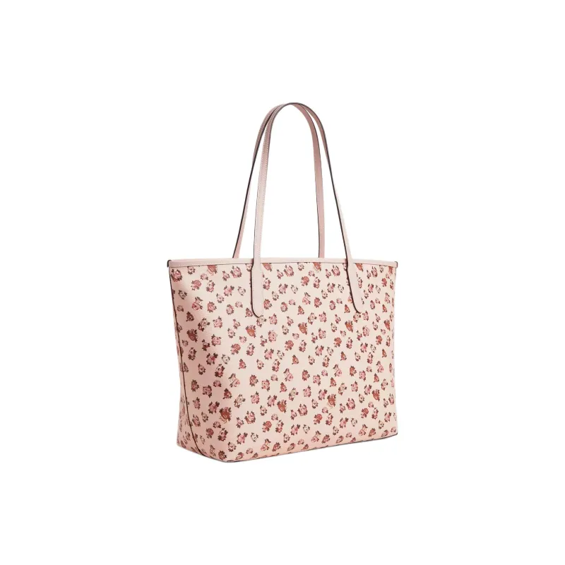 COACH City Coated Canvas Tote Bag, Shopping Bag, Shoulder Bag Tubas Women's Gold & Blush Multicolor-1