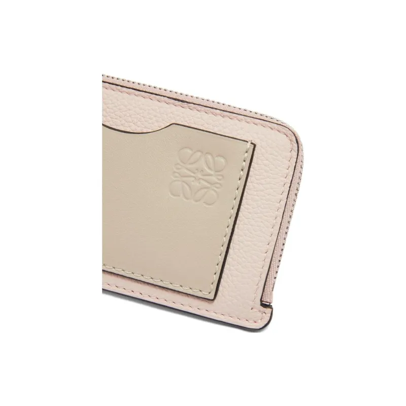 LOEWE Soft Grained Calfskin Card Holder Women's Smooth Stone Pink Puffed Wheat-3