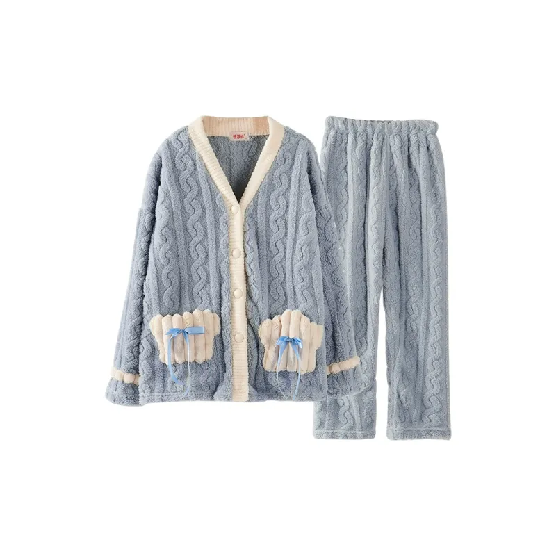 H YXIANG Pajama Set Women's Blue-0
