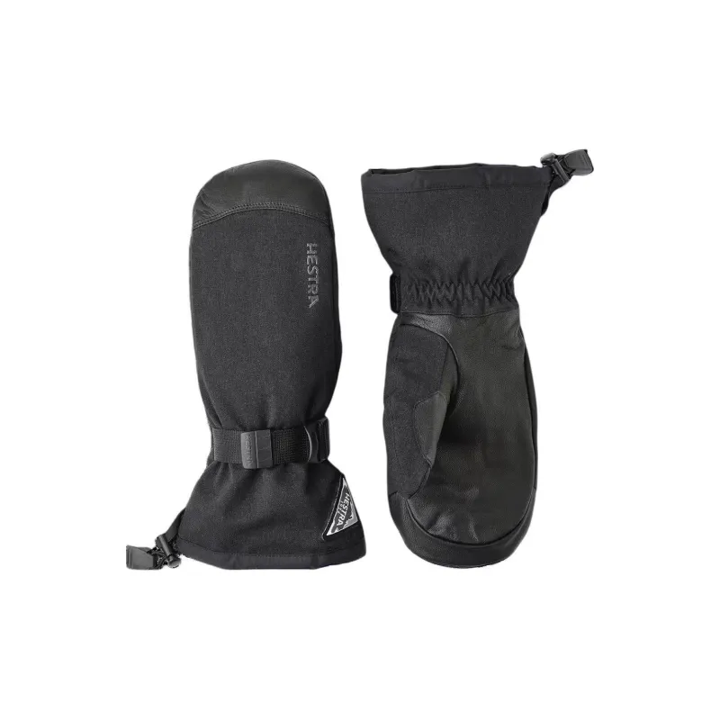 HESTRA Brushed Goat Leather Gloves Unisex Black-0