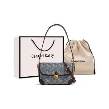 CentarlKatty Polyurethane Synthetic Leather Shoulder Bag Women's Carriage Blue & Coffee