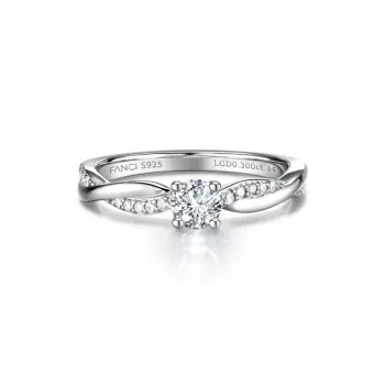 FANCI S925 Silver Inlay 0.5/0.3 Carat Lab Grown Diamond Rings Women's