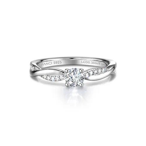 FANCI S925 Silver Inlay 0.5/0.3 Carat Lab-Grown Diamond Rings Women's
