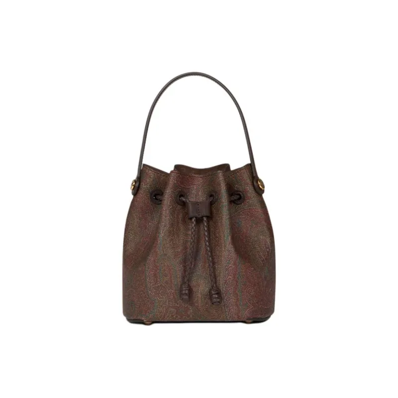 ETRO Cotton Bucket Bag, Shoulder Bag, Crossbody Bag, Handbag Mini Men's Brown-1