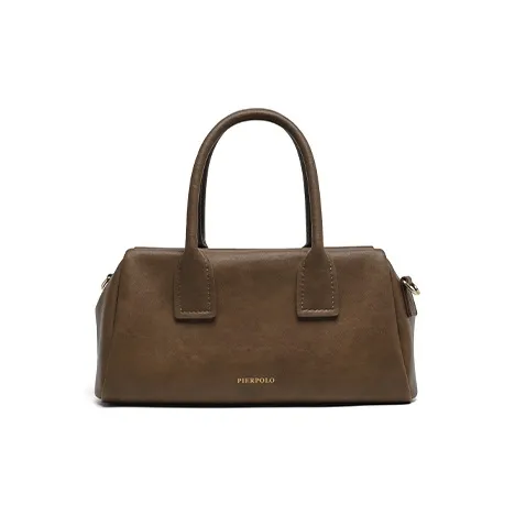 PIERPOLO Cow Leather Commute Crossbody Bag, Shoulder Bag, Handbag Small Size Women's Brown/Black-0