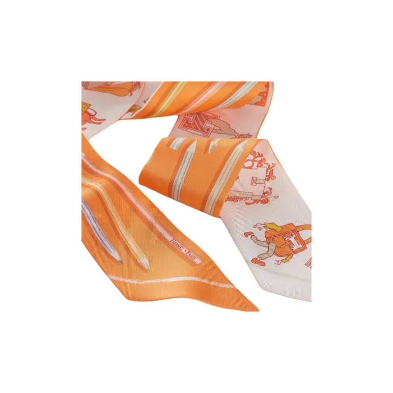 HERMES Silk Silk Scarves Unisex Yellow-1