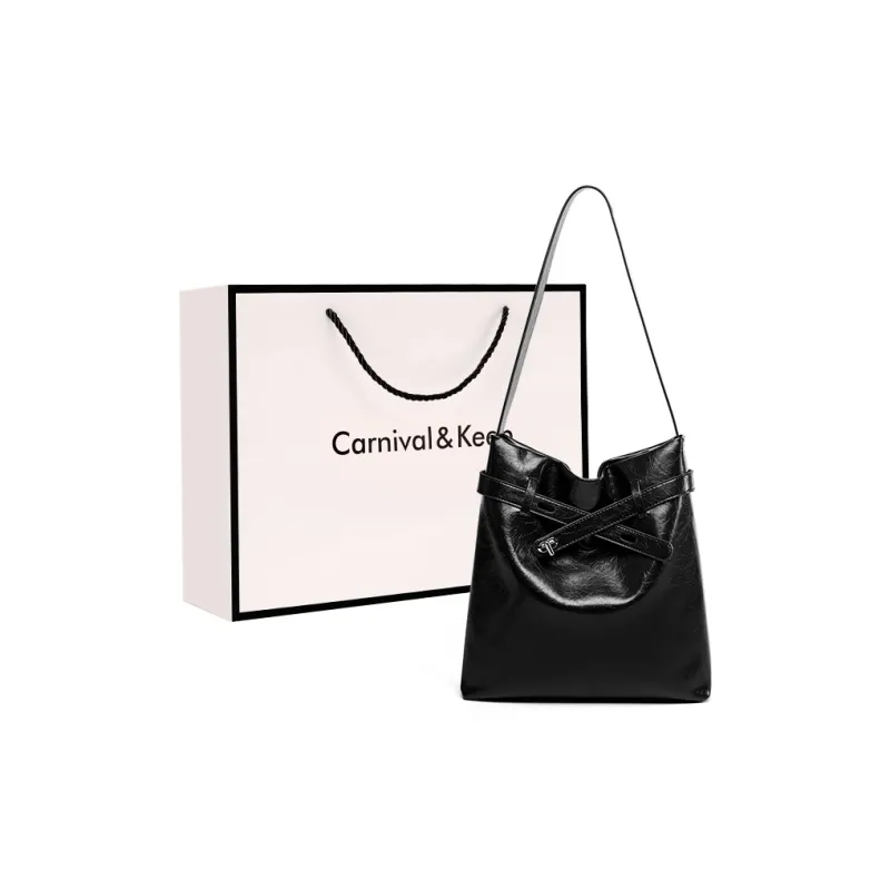 Carnival Keep Cow Leather Patchwork Synthetic Leather Shoulder Bag Women's Coffee/Black-5