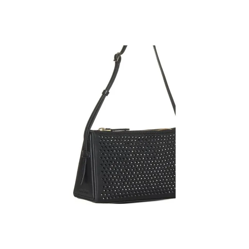 Manu Atelier Prism Canvas Calfskin With Leather Detail Shoulder Bag Canvas Bag Handbag Shoulder Bag Women's Black-7