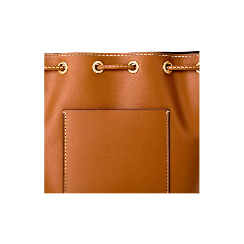TORY BURCH T Monogram Leather Bucket Bags Shoulder Bag Crossbody Bag Handbag Regular Women's Brown-4