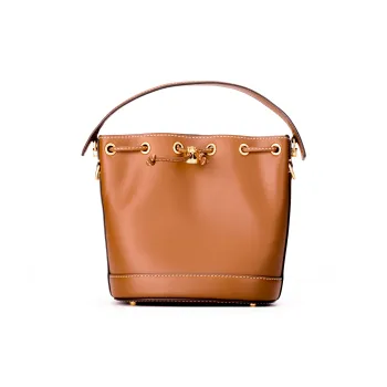 TORY BURCH T Monogram Leather Bucket Bags Shoulder Bag Crossbody Bag Handbag Regular Women's Brown