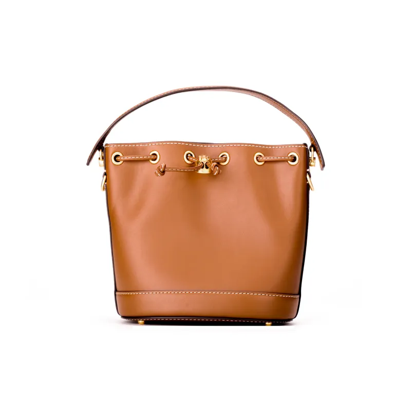 TORY BURCH T Monogram Leather Bucket Bags Shoulder Bag Crossbody Bag Handbag Regular Women's Brown-0