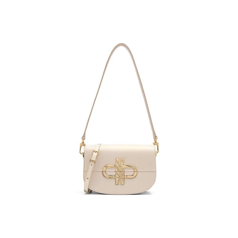 PEDRO Icon Series Cow Leather Saddle Bag, Shoulder Bag Women's Champagne-2