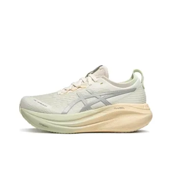 Asics GEL NIMBUS 27 Anti Slip Wear Resistant Low Top Running Shoes Women's Milk White