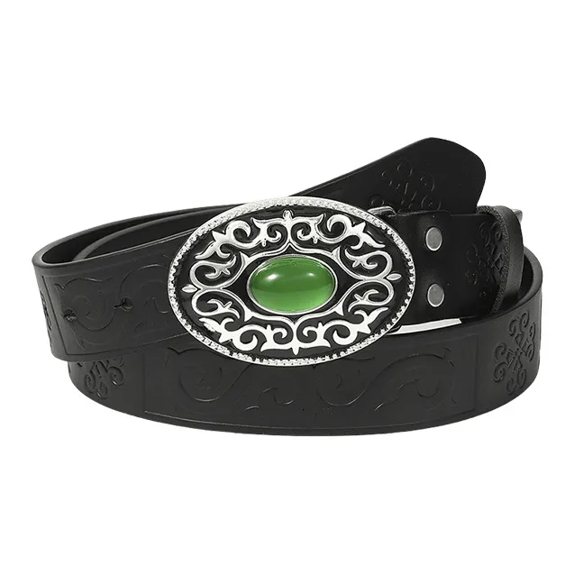 YUZHAOLIN Alloy Leather Belts Unisex 3.5cm-0