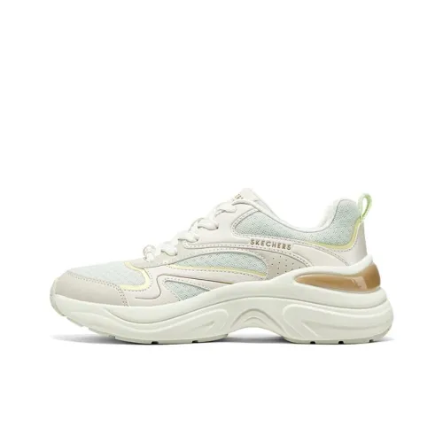 Skechers Anti-Slip Wear-Resistant Low-Top Chunky Sneakers Women's White Green