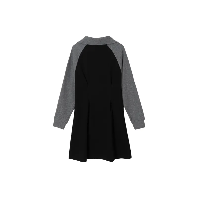 FAWENXIANGZI Long Sleeved Dress Women's Black-1