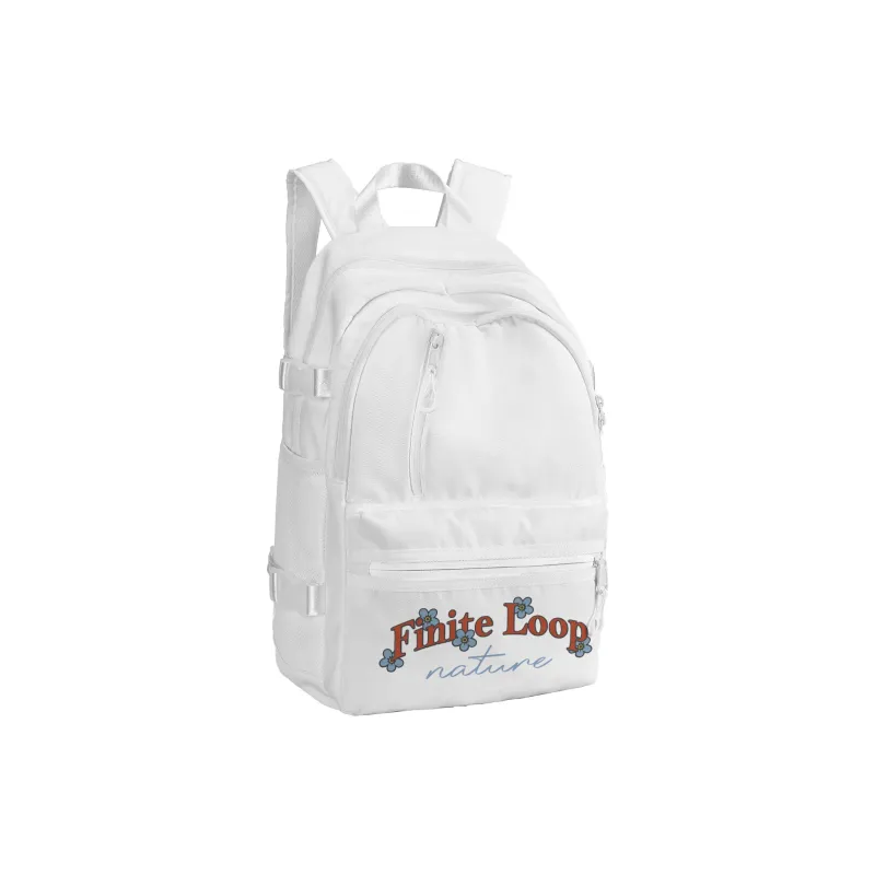 FINITE LOOP Recycled Material Eco Friendly Fabric Backpack Regular Unisex White-2