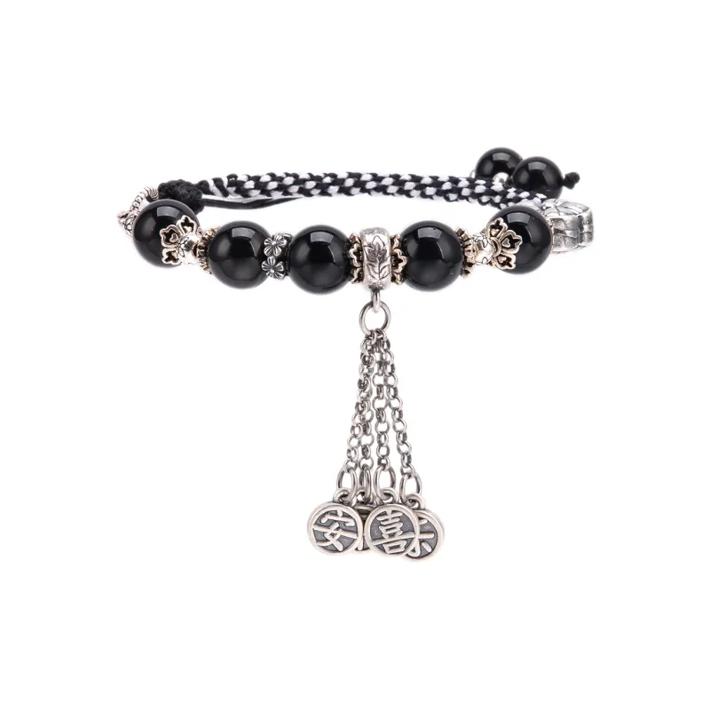 BLESSED BULLET Obsidian Bracelets Unisex-0