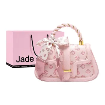 Jade En Plus PU Handbag Medium Size Women's Pink/Frosted Pink/Snow Pear White