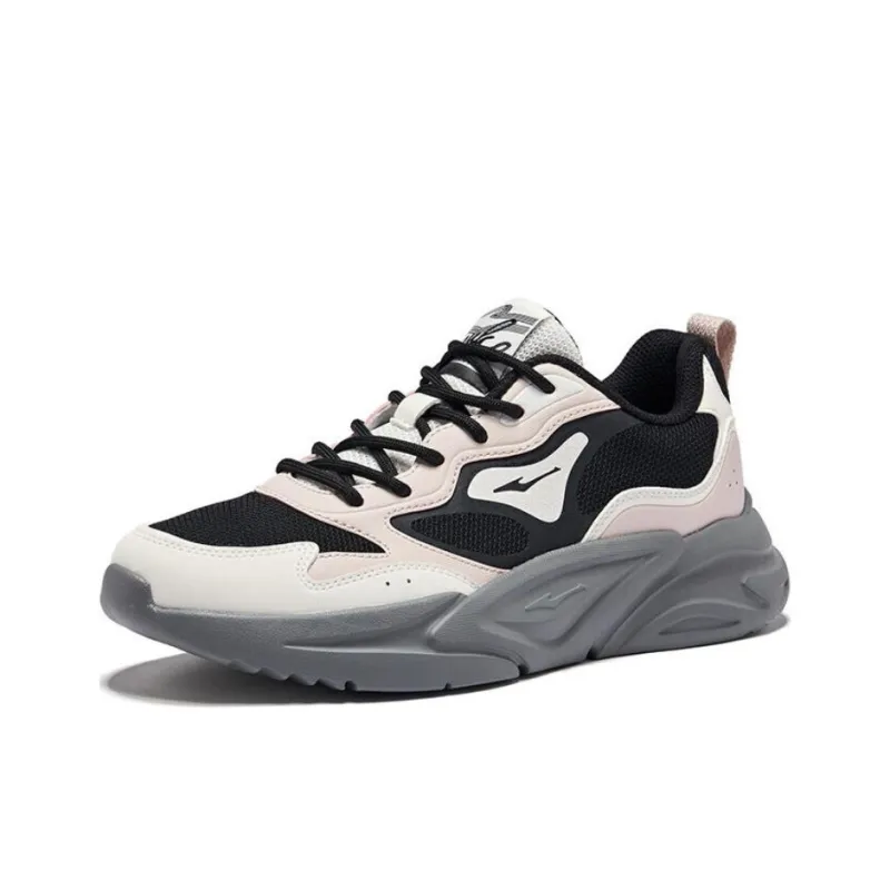 Erke Cushioning Anti Slip And Wear Resistant Low Top Casual Shoes Women's Black Beige Pink-1
