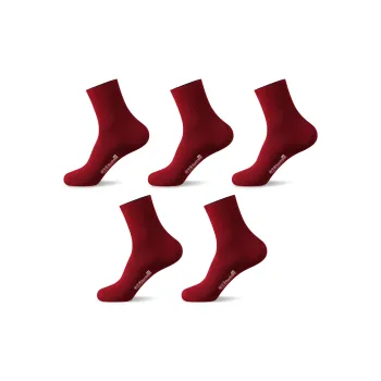 H YXIANG Mid Calf Socks Women's 5 Pack Burgundy