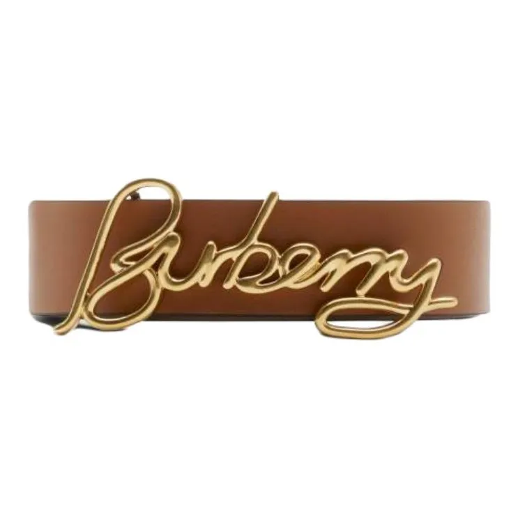 Burberry Calfskin Gold Plated Leather Belts Women's Black Width  3CM-1