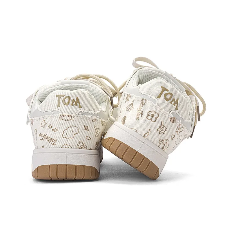 TALKING TOM Wear-resistant Lightweight Breathable And Non-slip. Low-Top Skateboard Shoes Unisex Mismatched-12
