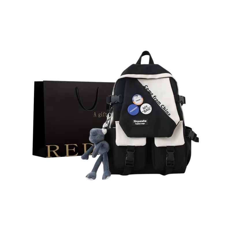 REDOO Nylon Backpack Regular Men's Black/White/Gray/Red-3