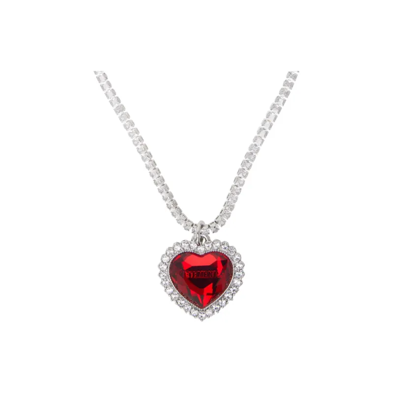 Vetements Crystal embellished Heart pendant Necklace-0