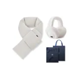 Shell Beige Down Scarf+Ji Yu White Ear Warmers