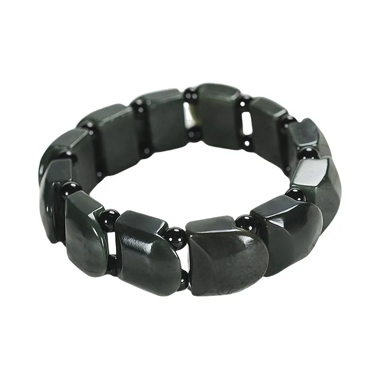 Shujie Hetian Jade Bracelets Green Jade Men's-0