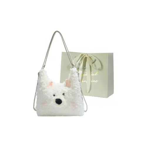 JIANGLIDA Plush Backpack On The Shoulder Regular Women's White