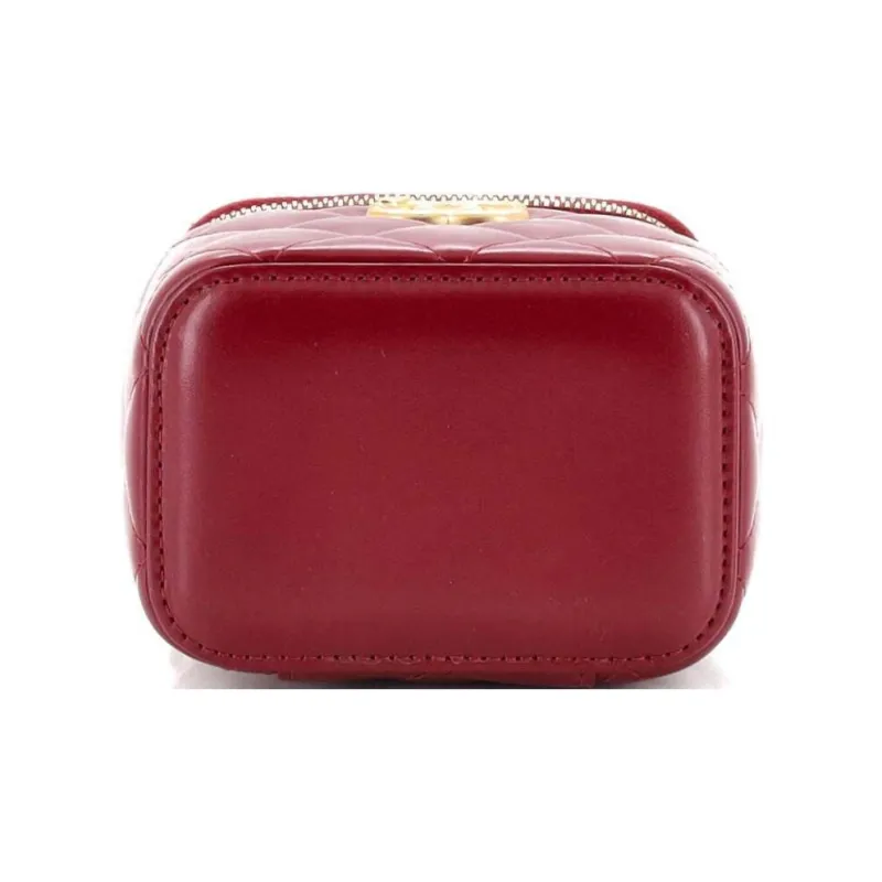 CHANEL Calfskin Box Bag, Flap Bag, Coin Purse, Shoulder Bag, Crossbody Bag Women's Burgundy-4