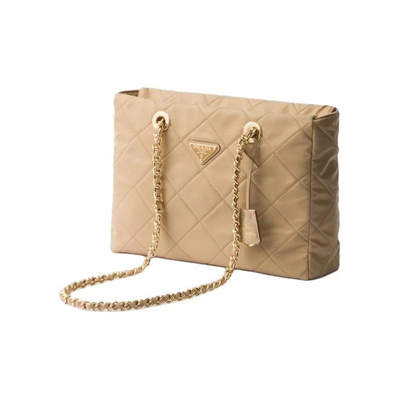 PRADA Re-Edition Fabric Tote Bag Shopping Bag Handbag Shoulder Bag Medium Size Women's Camel Brown-1