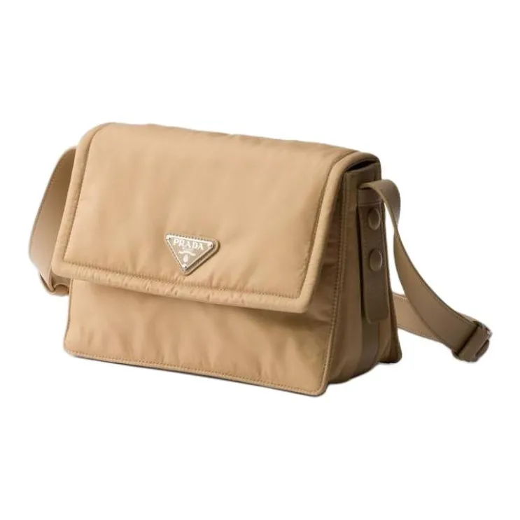 PRADA Re Nylon Recycled Polyamide Crossbody Bag, Shoulder Bag Trumpets Women's Camel Brown-1