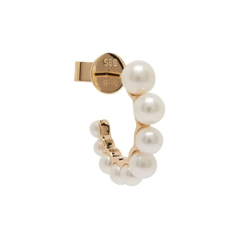 Sophie Bille Brahe 14kt Yellow Gold Petite Boucle De Perles Pearl Hoop Earrings-1