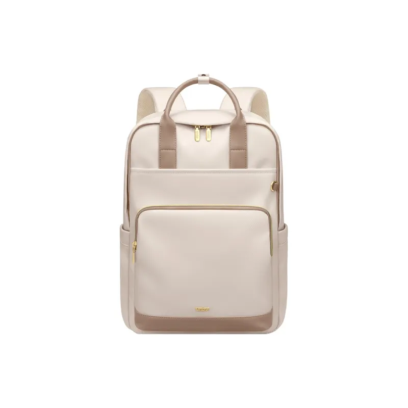 V.NINE Fabric Backpack Laptop Bag Backpack Large Size Unisex Apricot/Black-2