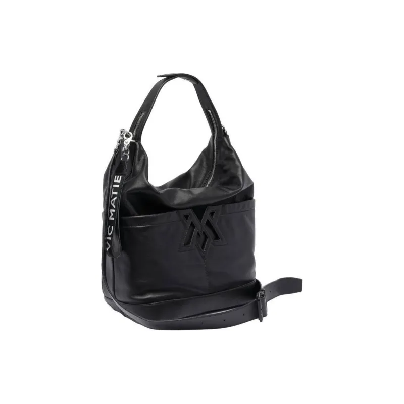 Vic Matie Calfskin Portable Crossbody Bag, Shoulder Bag Women's Black-1