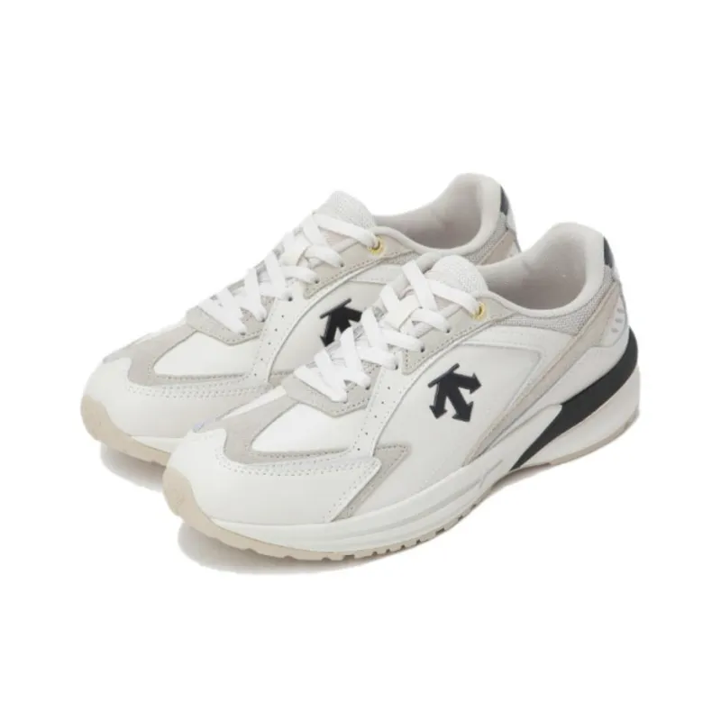 DESCENTE Cron Hyper Leather Cushioned Slip Resistant Low Top Casual Shoes Unisex White-1