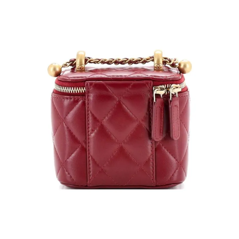 CHANEL Calfskin Box Bag, Flap Bag, Coin Purse, Shoulder Bag, Crossbody Bag Women's Burgundy-3
