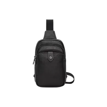 GOLDLION Cow Leather Crossbody Bag Sling Bag Medium Size Men's Black