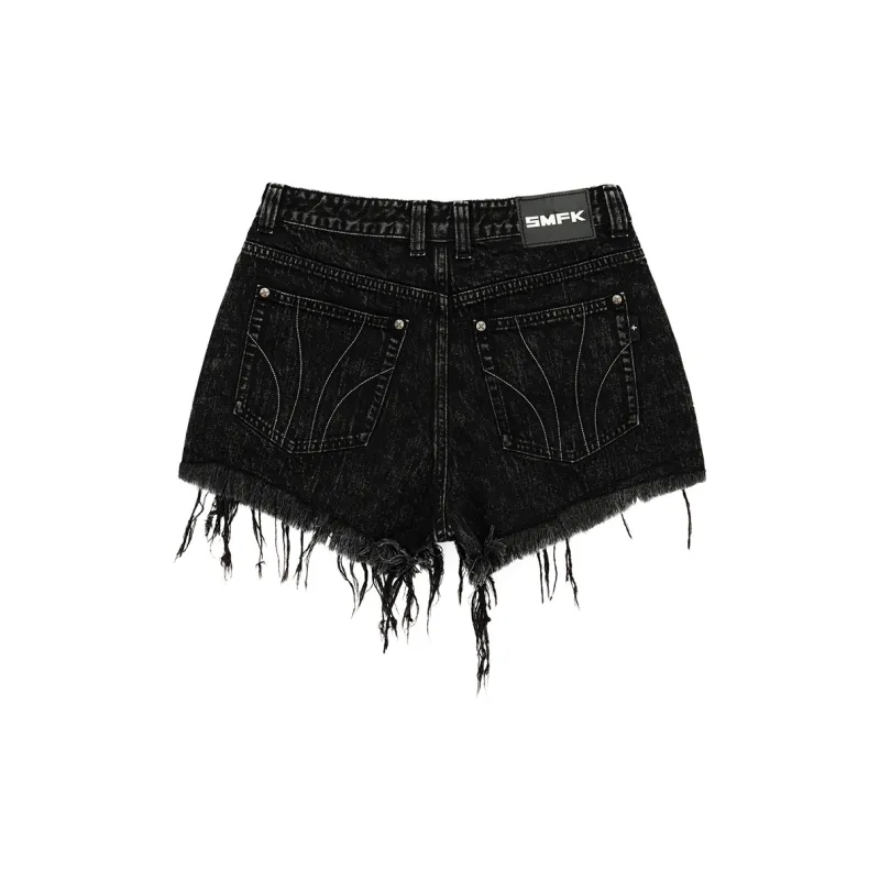 SMFK Denim Shorts Women's Black Denim-1