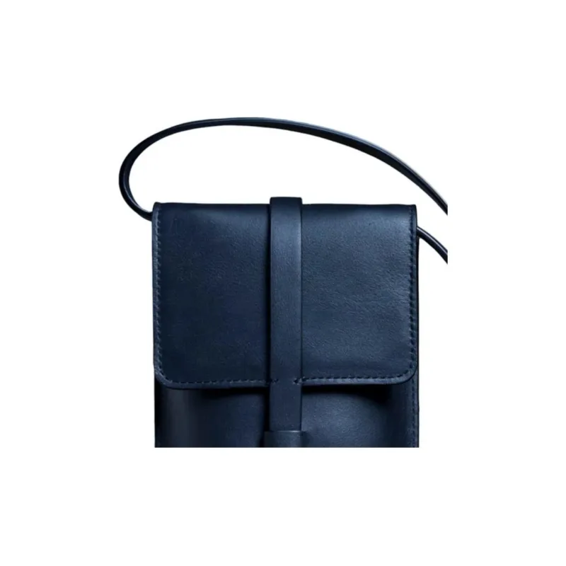 INES DE LA FRESSANGE Cow Leather Cell Phone Pouch, Crossbody Bag, Shoulder Bag Unisex Midnight Blue-1