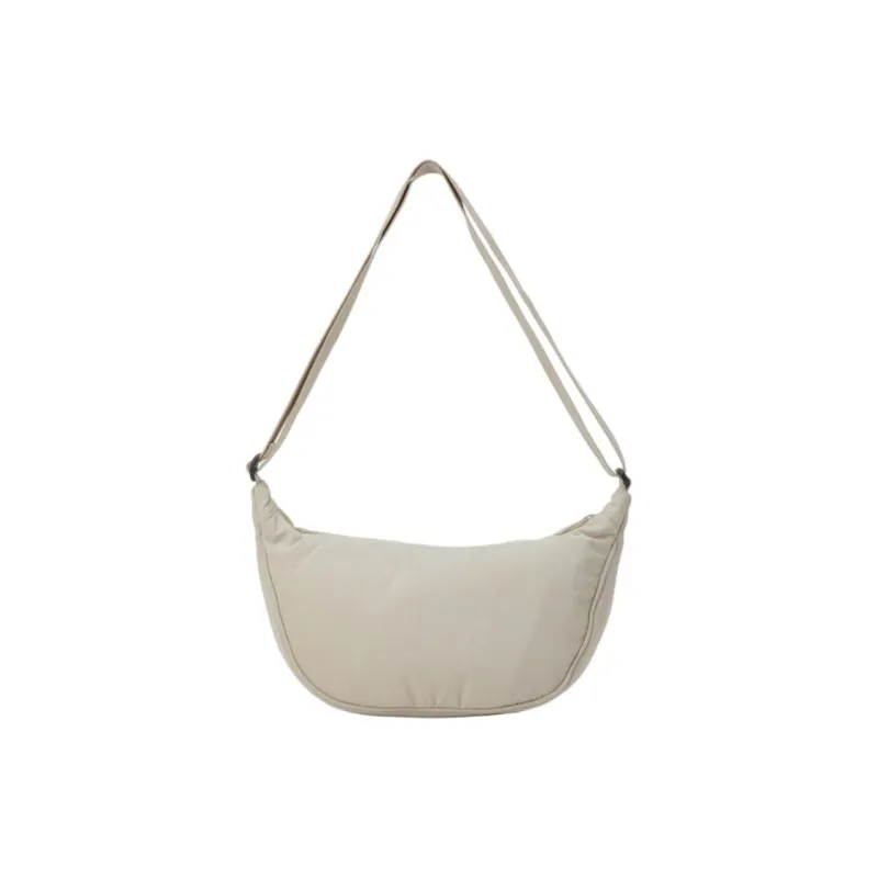 DESCENTE Nylon Crescent Bag, Crossbody Bag, Shoulder Bag Small Size Unisex Ivory White-4