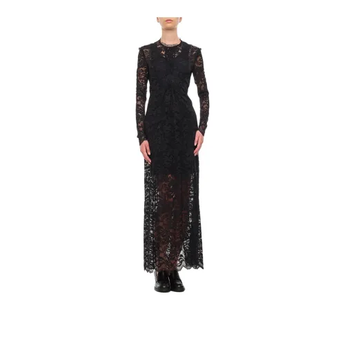 Paco Rabanne Long Sleeved Lace Maxi Dress