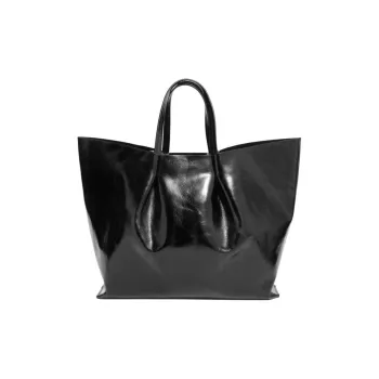 Other Stories Cow Leather Tote Bag Shopping Bag Shoulder Bag Handbag Large Size Women's Black