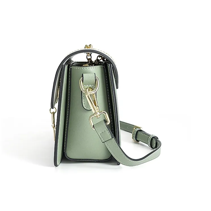 Teddy Bear Collection TeddyClub Series Cow Leather With Synthetic Leather Crossbody Bag Regular Women's Tea Green-5