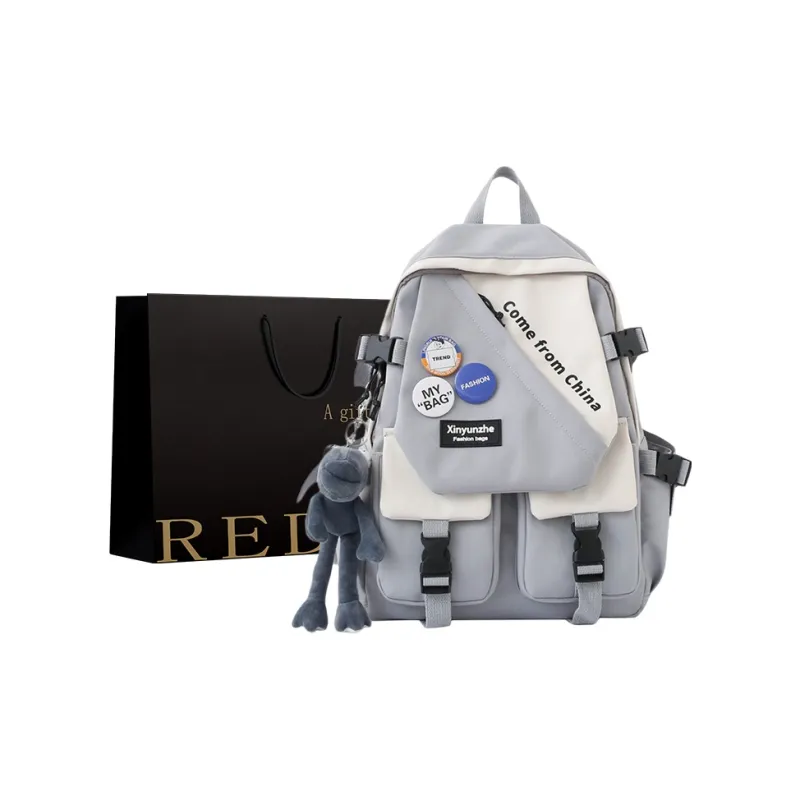 REDOO Nylon Backpack Regular Men's Black/White/Gray/Red-2