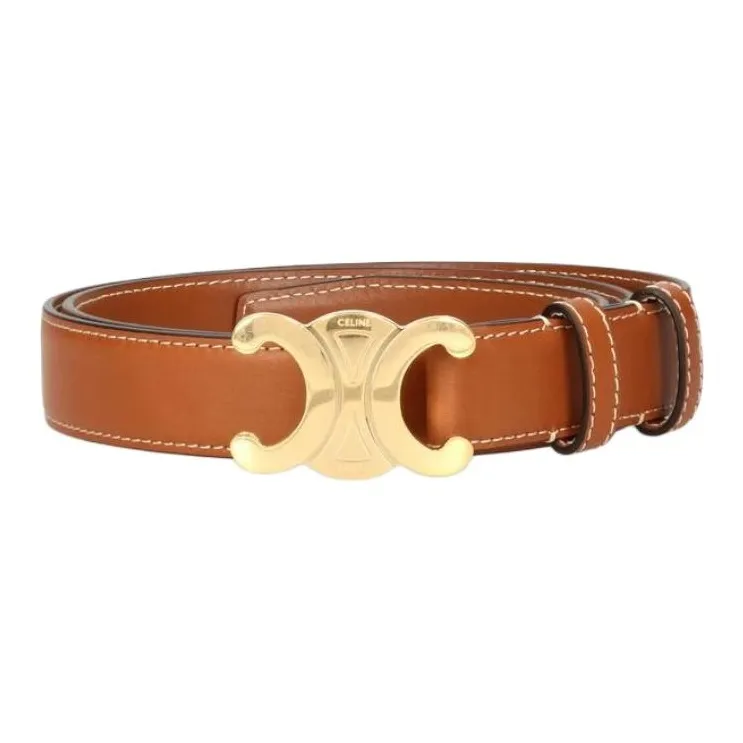 CELINE Calfskin Leather Belts Women's Brown --0