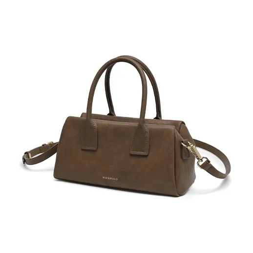 PIERPOLO Cow Leather Commute Crossbody Bag, Shoulder Bag, Handbag Small Size Women's Brown/Black-1